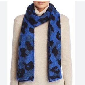 NWT Rag & Bone Blue Leopard Print Mohair Alpaca Blend Scarf